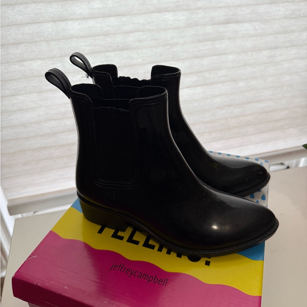 Jeffrey Campbell Black Ankle Rain Boots